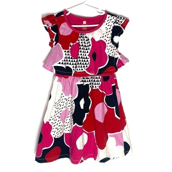 Tea Collection pink and red ruffle dress size 6 - Picture 1 of 4